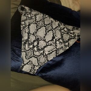 CHANEL Black and White Snakeskin Print Bandana